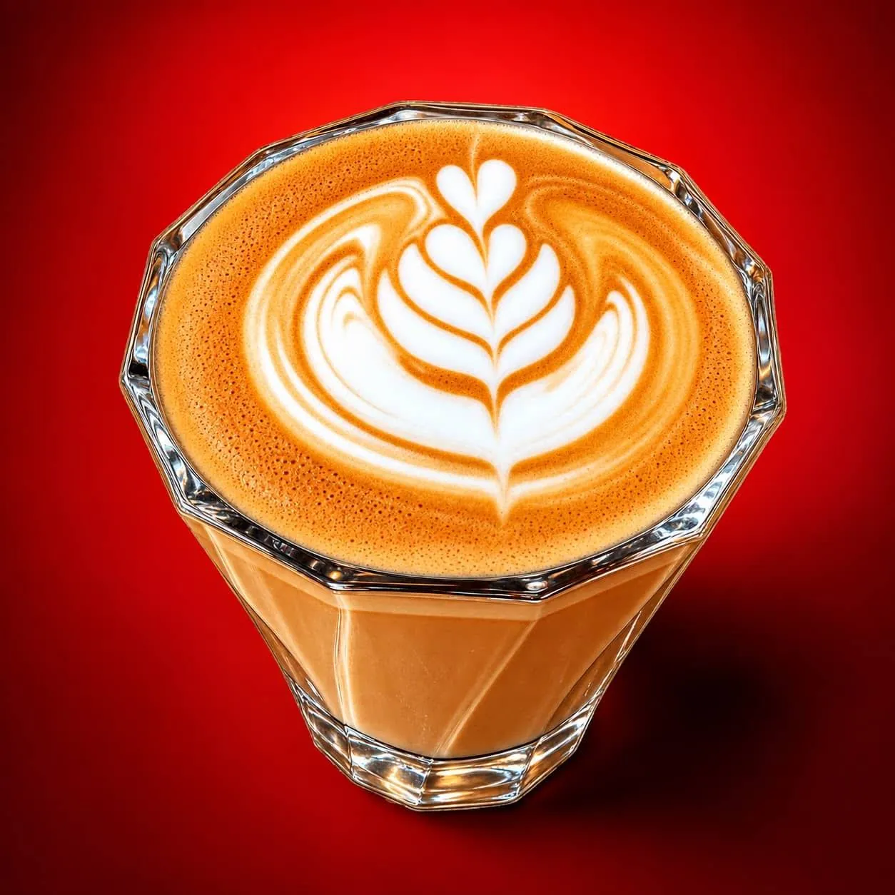 Flat white coffee art in a cup